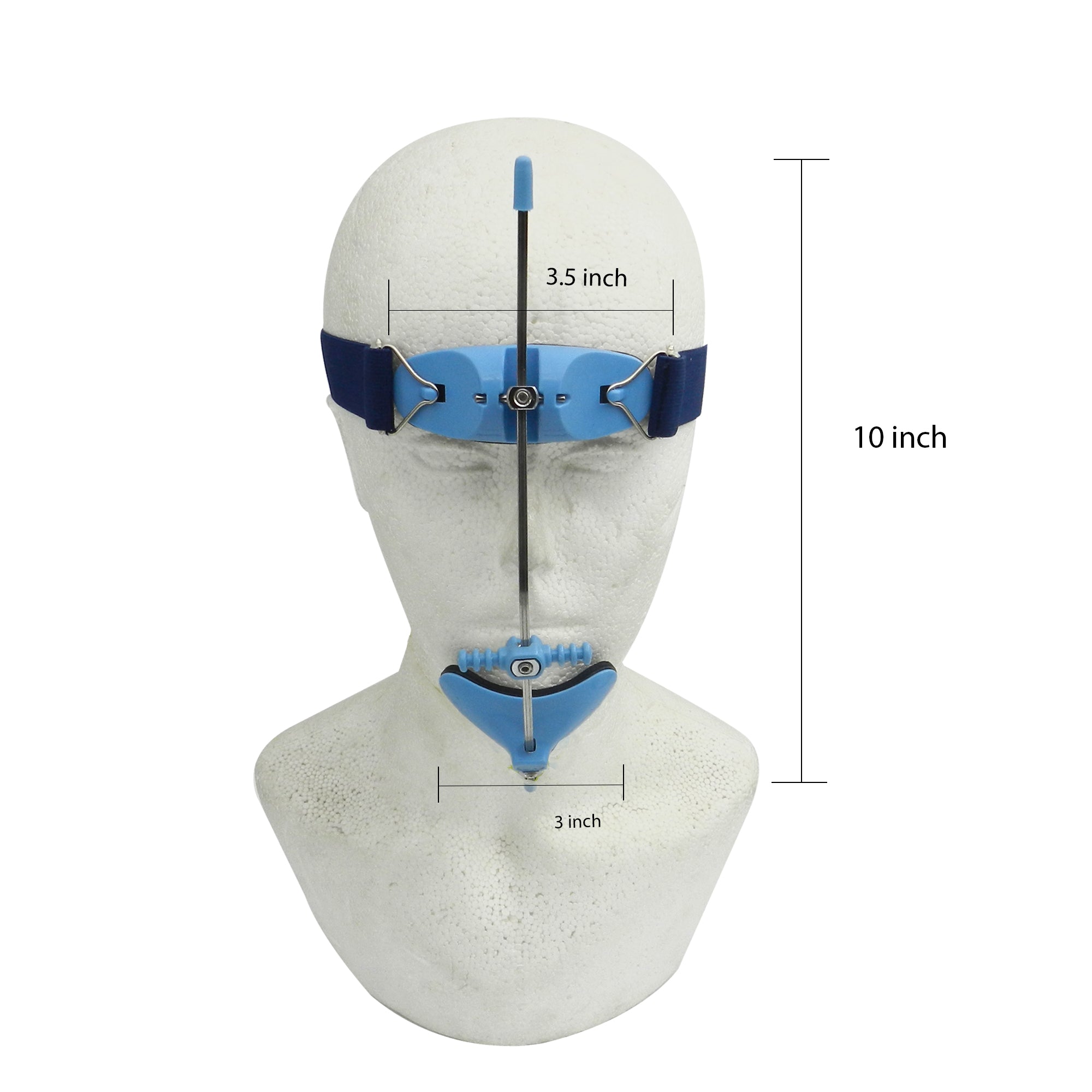 Sky-blue Captain Orthodontics Petit Multi adjustable facemask with head strap and accessories, designed for orthodontic treatment.