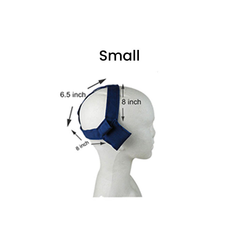 Navy blue Captain Headgear Highpull for orthodontic treatment, small size, with adjustable straps and headgear accessories.