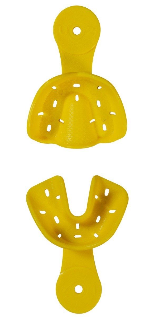 Set of four Captain Orthodontics Eco Orthodontic Autoclavable Impression Trays for orthodontic impressions and dental procedures.
