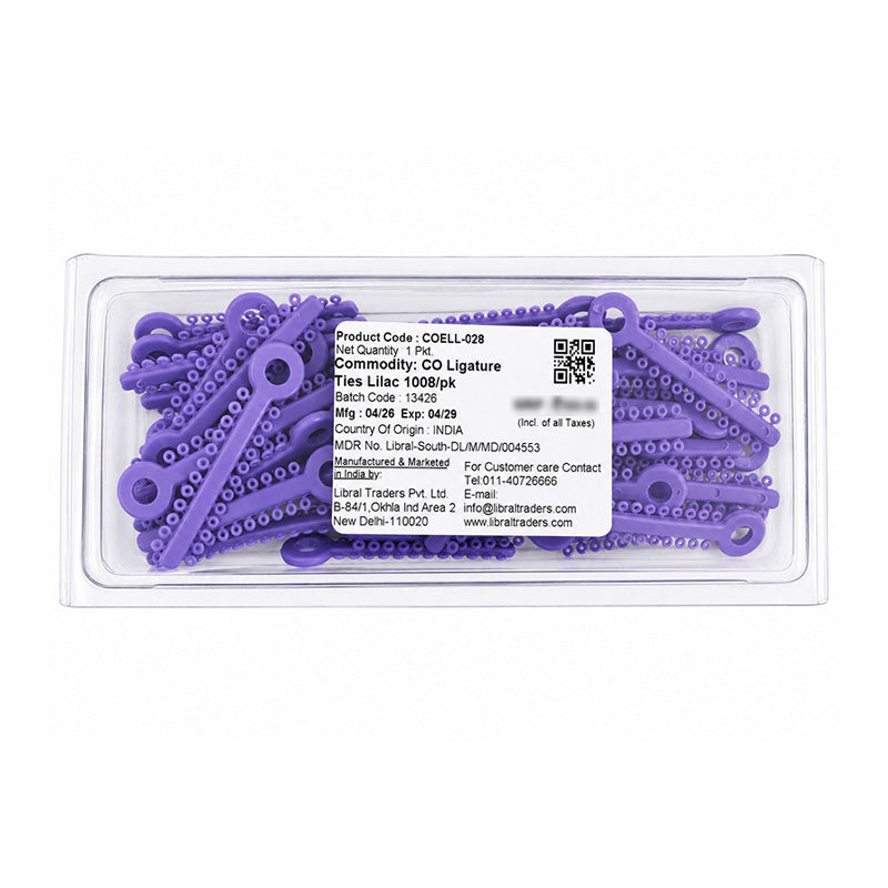 Pearl-colored Captain Orthodontics Ligature Ties, stick style, used for securing orthodontic braces.