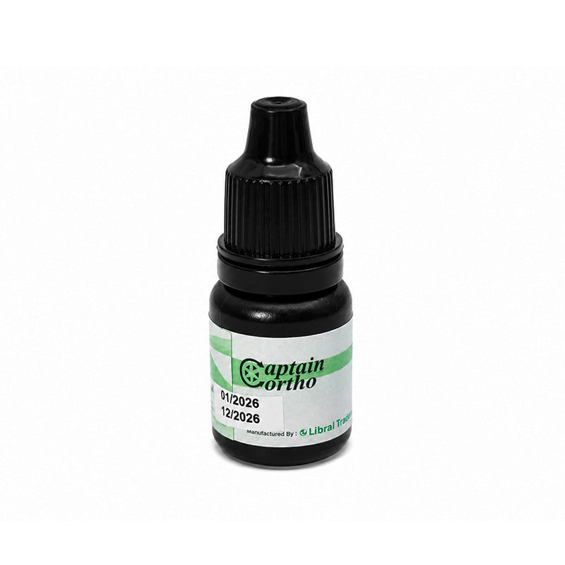 Captain Orthodontics Light Cure Bonding Adhesive syringe kit showing the applicator and adhesive for orthodontic bonding.
