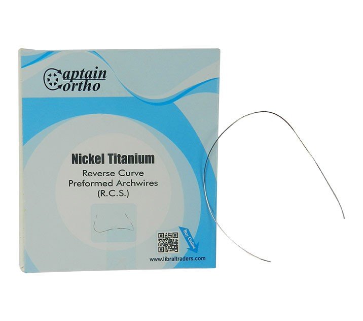 Captain Orthodontics nickel titanium reverse curve orthodontic wire for upper teeth, flexible nickel titanium orthodontic wire.