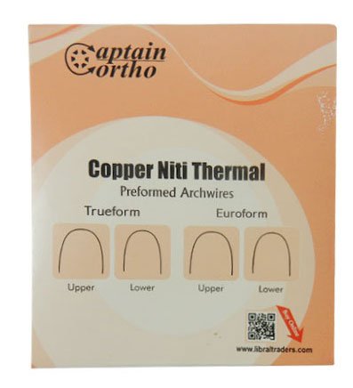 Pack of 10 Captain Niti Thermal Nickel Titanium Wires for orthodontic treatment, upper Euroform 012 size, by Captain Orthodontics.