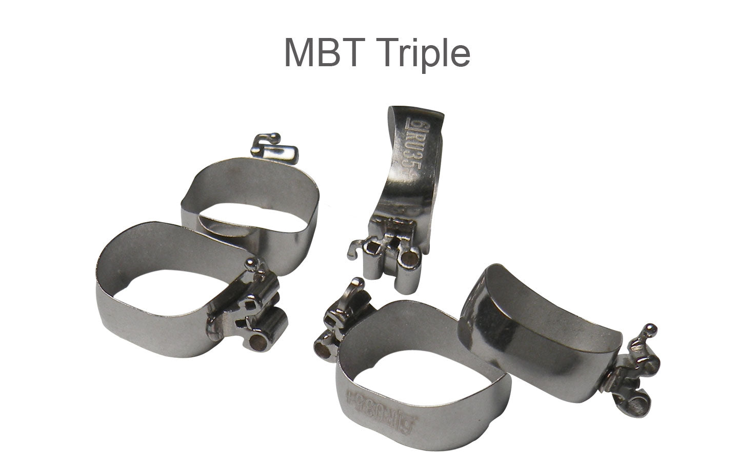 Preformed molar bands with MBT 022 UTLd tubes by Captain Orthodontics, set of 5 preformed orthodontic bands for molar teeth.