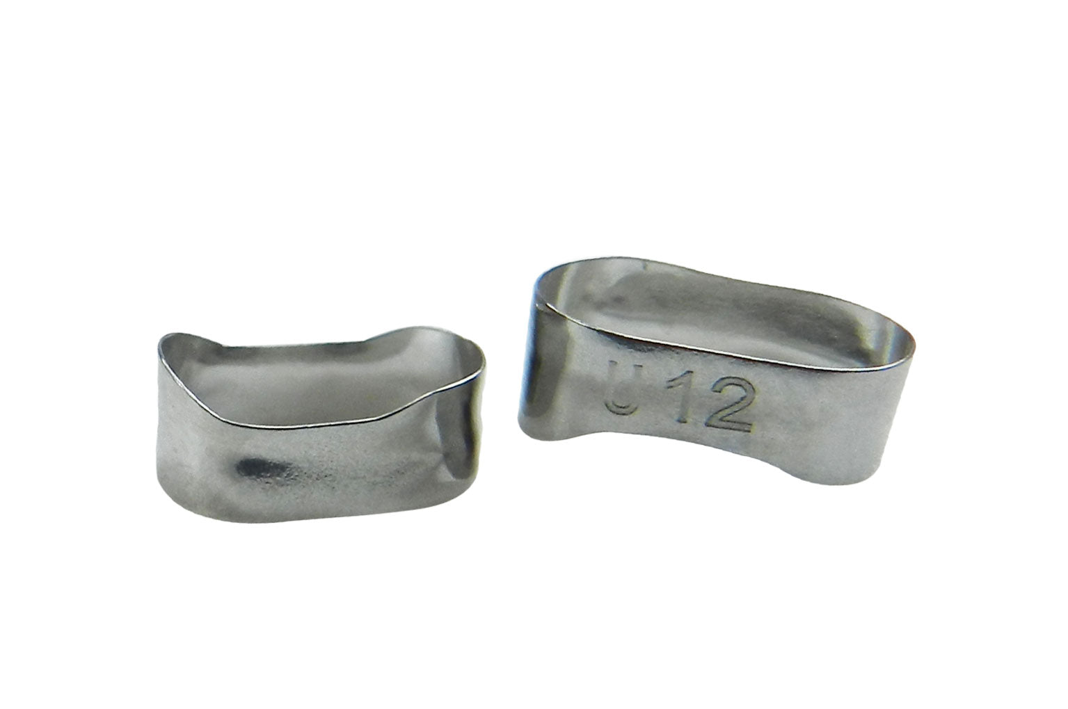 Captain Orthodontics plain bicuspid preformed molar bands for upper right teeth, pack of 2, used in orthodontic treatments.