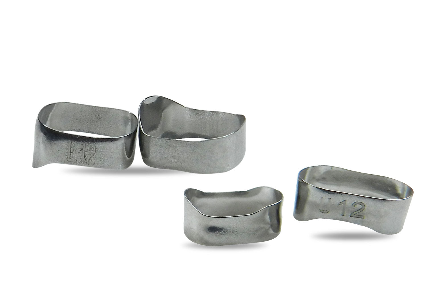 Preformed molar bands for orthodontics, Captain Ortho Plain Bicuspid Bands 2-pack, designed for upper right molar application.