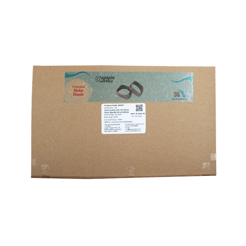 Captain Orthodontics Captain Plain Band Starter Kit with preformed molar bands for orthodontic treatment.