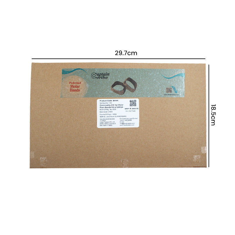 Captain Orthodontics Captain Plain Band Starter Kit with preformed molar bands for orthodontic treatment.