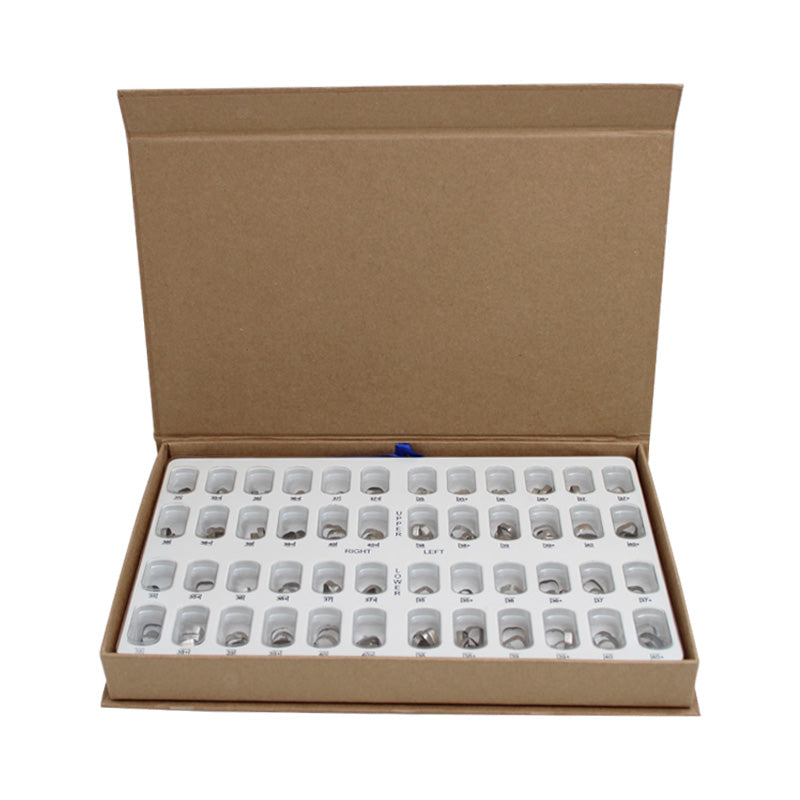 Captain Orthodontics preformed molar bands with MBT tubes starter kit, showing size 022, designed for orthodontic treatment.