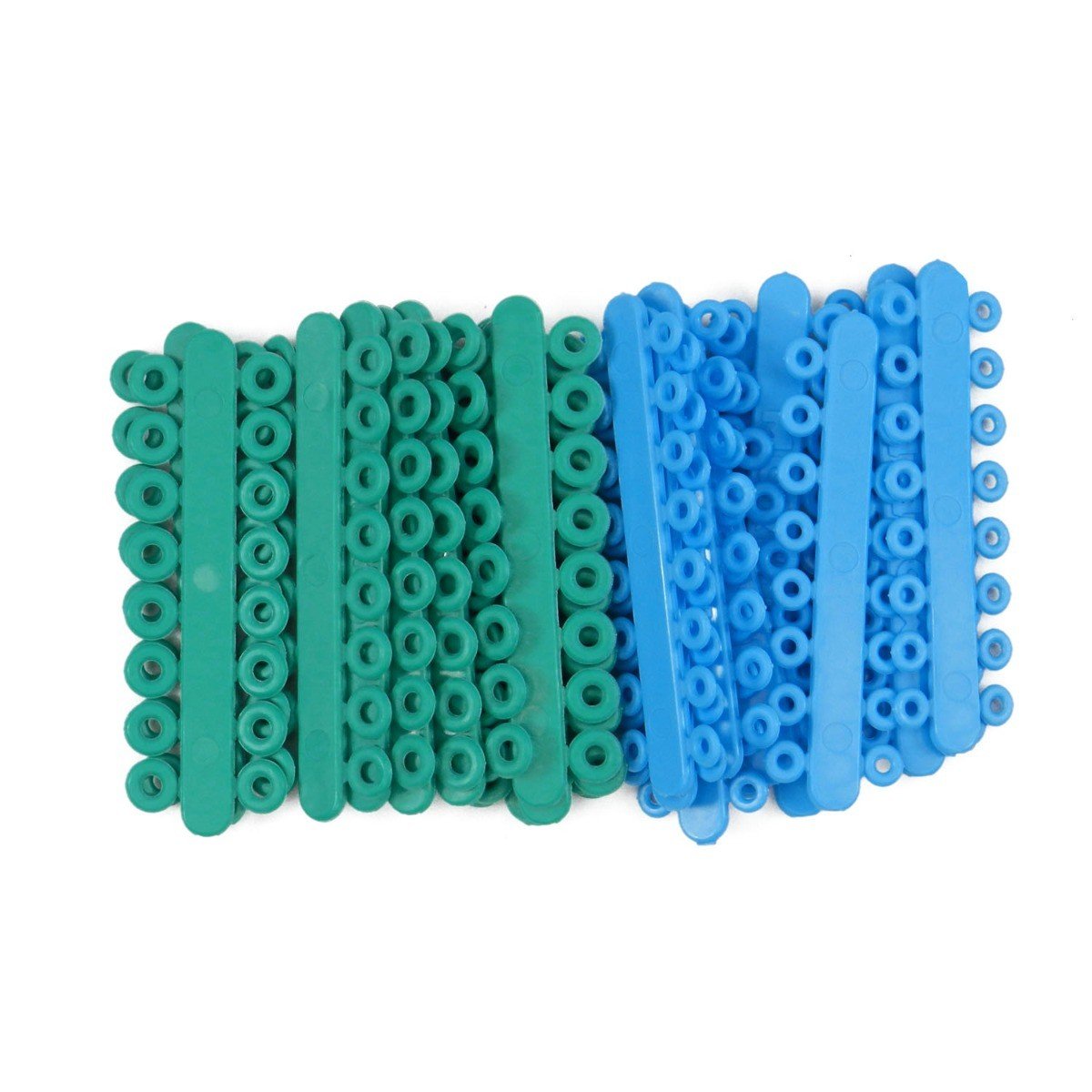 Large green Captain RO Sticks separators used in orthodontic procedures by Captain Orthodontics.