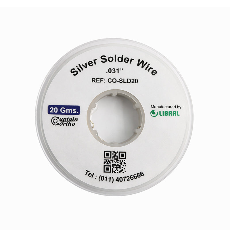 Captain Silver Solder Wire, 0.31 inches, from Captain Orthodontics, showing a spool of silver solder wire for dental or jewelry use.
