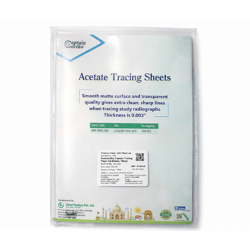 A4 Captain Acetate Tracing Paper sheets from Captain Orthodontics, showing translucent tracing sheets for detailed drawing and drafting.