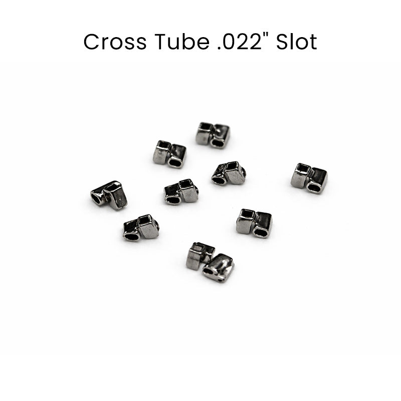 Captain Orthodontics Cross Tube with .022-inch slot, 2.0 mm length, orthodontic tube used for dental braces and appliances.