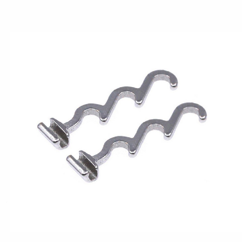 Captain Orthodontics Captain Crimpable Hooks Triple weldable accessory, right side view, set of 10 for orthodontic use