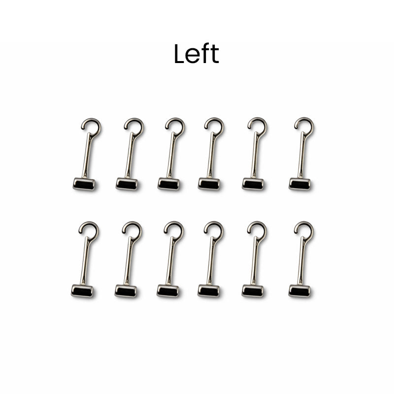 Captain Crimpable J-Hooks 021 x 025 Universal weldable orthodontic crimpable hooks, shown in a set of 10.
