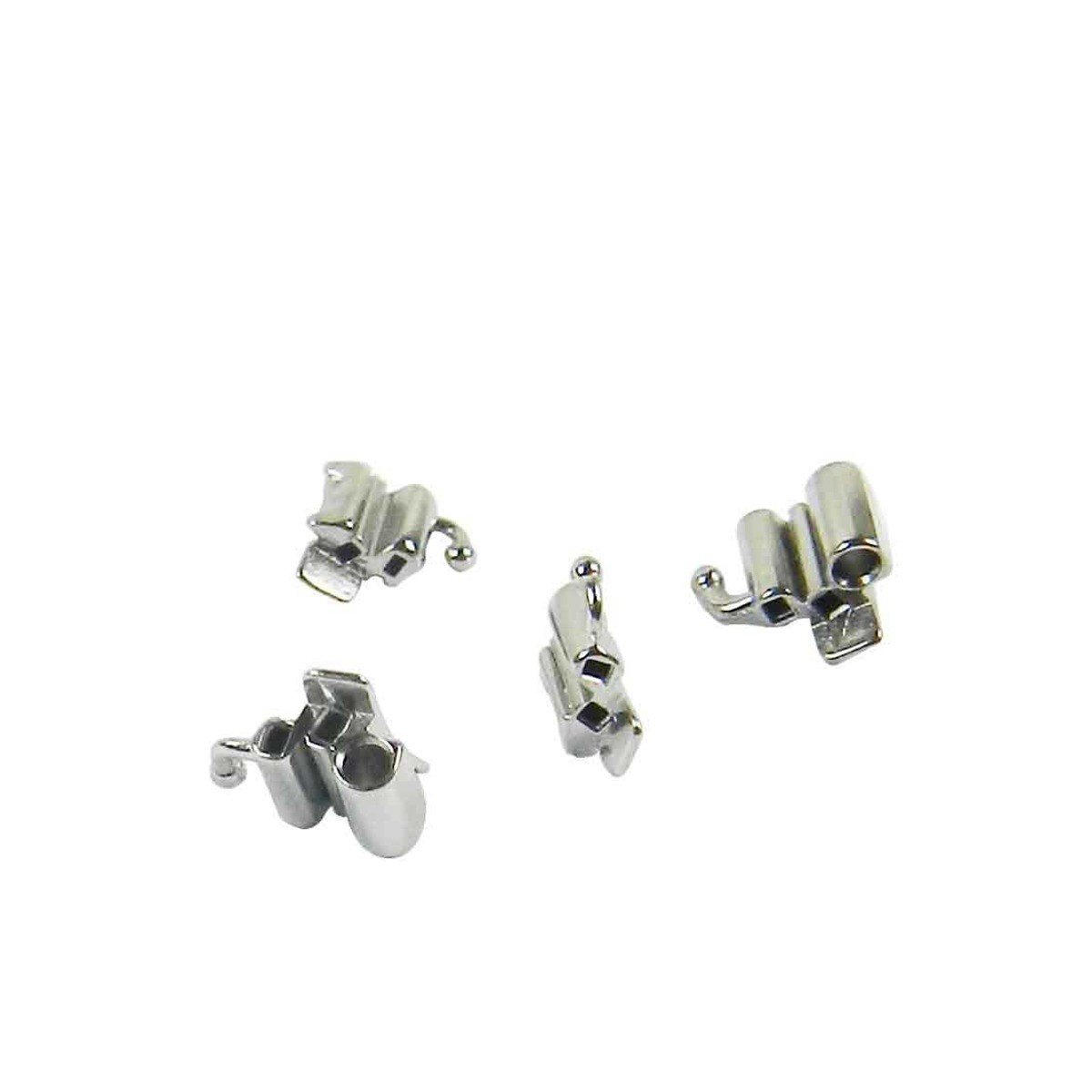 Set of five Captain MBT/Roth .022 weldable tubes for first molar braces, shown in right lower view, by Captain Orthodontics.