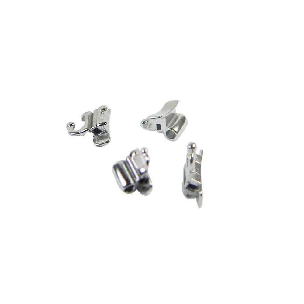Captain Orthodontics weldable MBT/Roth .018 tubes on first molar, upper right, showing five weldable orthodontic tubes for dental use.
