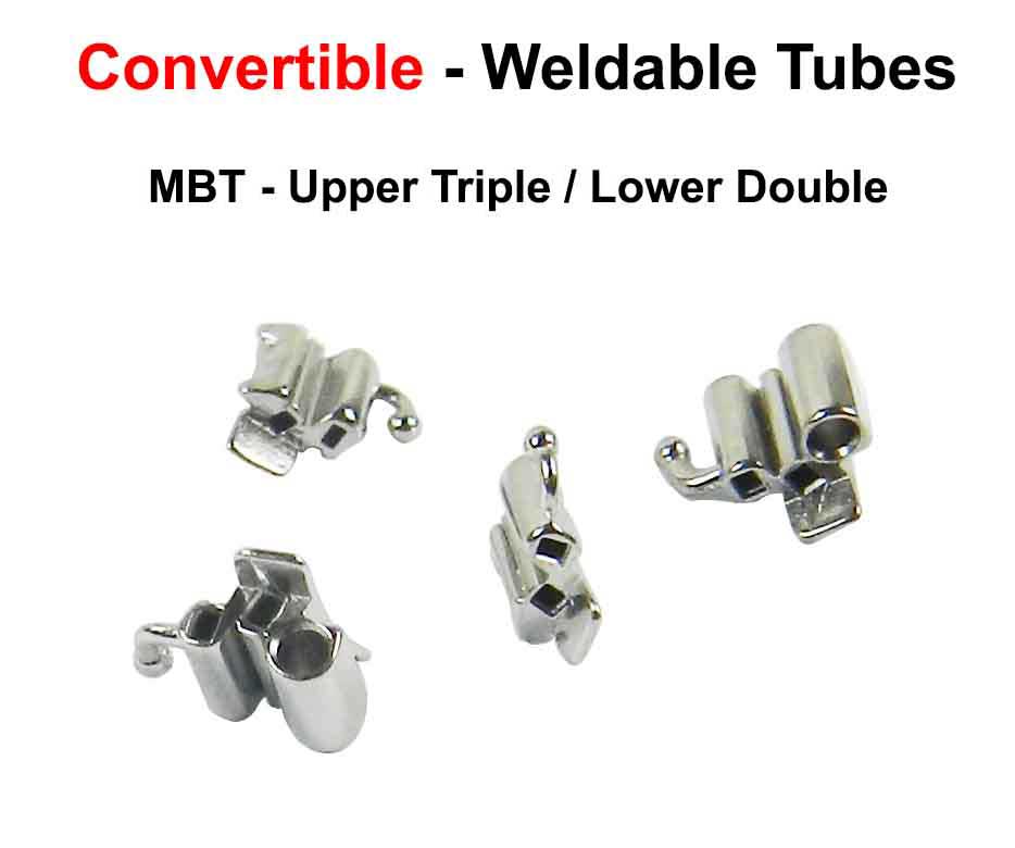 Captain Orthodontics weldable MBT/Roth .018 tubes, first molar right side, five-piece set for orthodontic appliances.