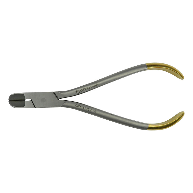 CAT Instruments archwire cutter with TC, professional dental tool for precise orthodontic wire cutting, shown in close-up view.