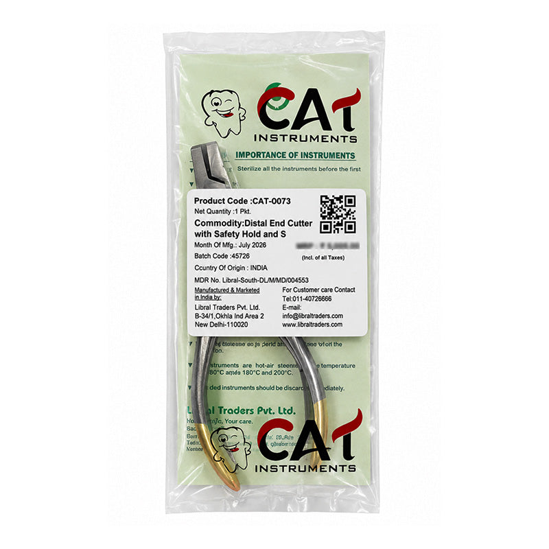 CAT Instruments distal end cutter with safety hold, slim design, ideal for precise surgical cutting tools.