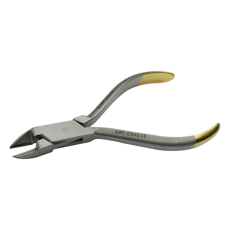 CAT Instruments ligature cutter with TC inserts, showcasing sharp blades and ergonomic handle for precise surgical cutting.
