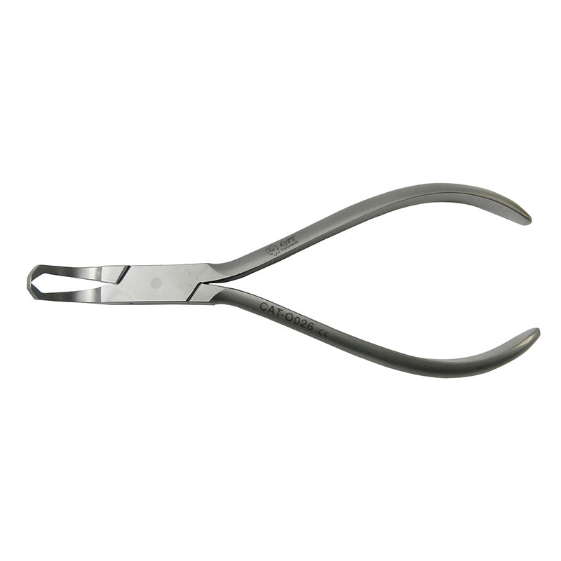 Curved CAT Instruments debonding bracket remover pliers for orthodontic bracket removal, featuring ergonomic design and precision tips.