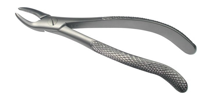 CAT Instruments adult universal anterior dental extraction forceps for cat teeth, showing the specialized instrument with a curved tip.