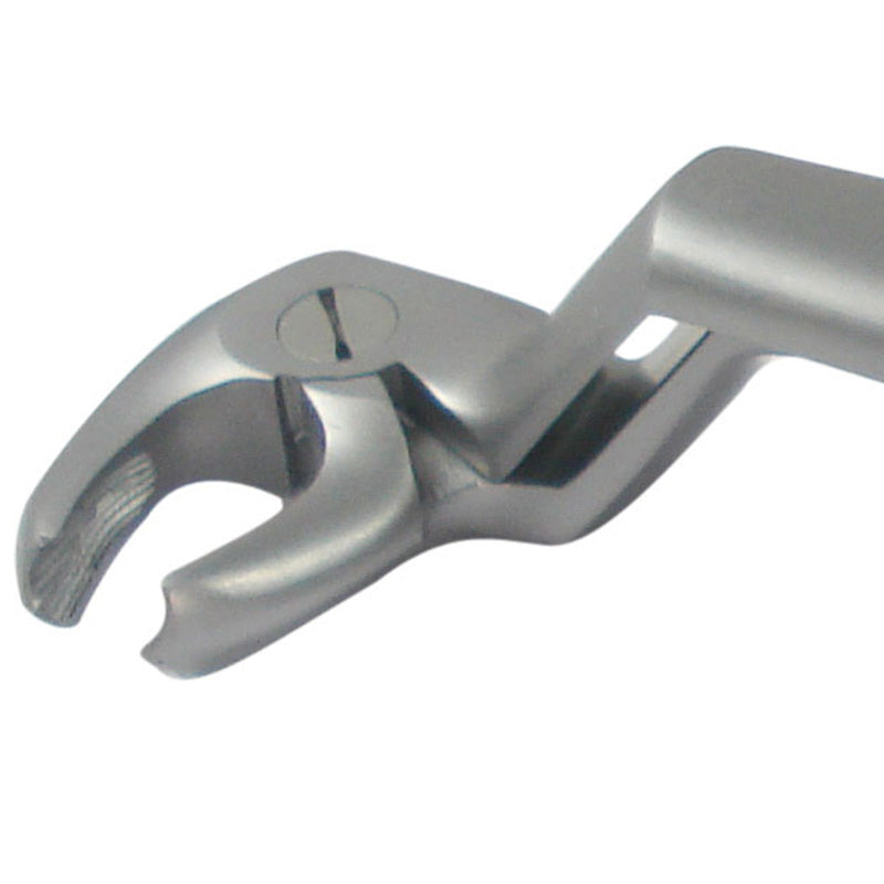 CAT Instruments adult wisdom tooth extraction forceps, left Routurier type, stainless steel dental instrument for tooth removal.