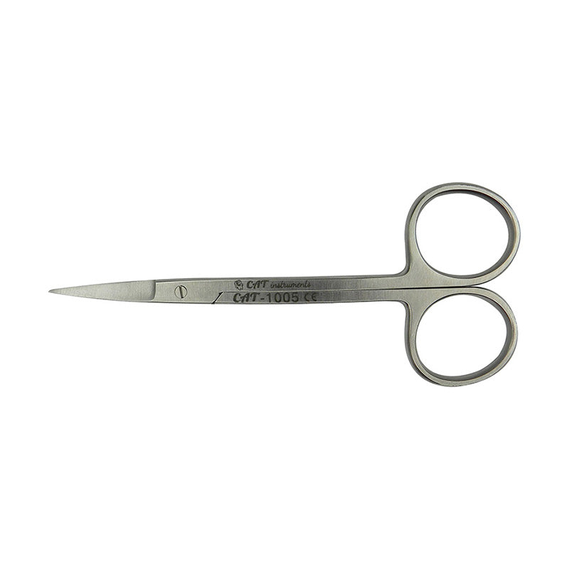 Curved CAT La Grange scissors, 11.5cm, stainless steel surgical scissors for precise cutting in medical procedures.