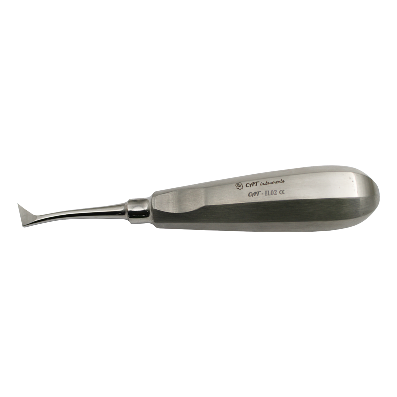 Large CAT Instruments elevator Cryer left side, metal surgical elevator with ergonomic handle and precision tip for dental procedures.
