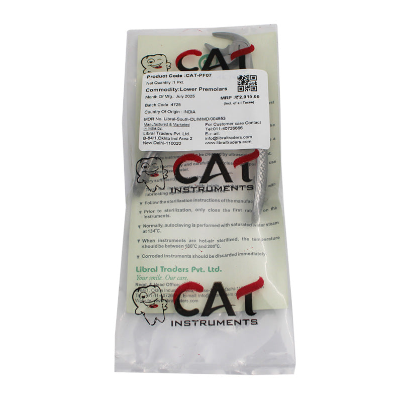 CAT Instruments pediatric lower premolar extraction forceps used for gentle tooth removal in children.