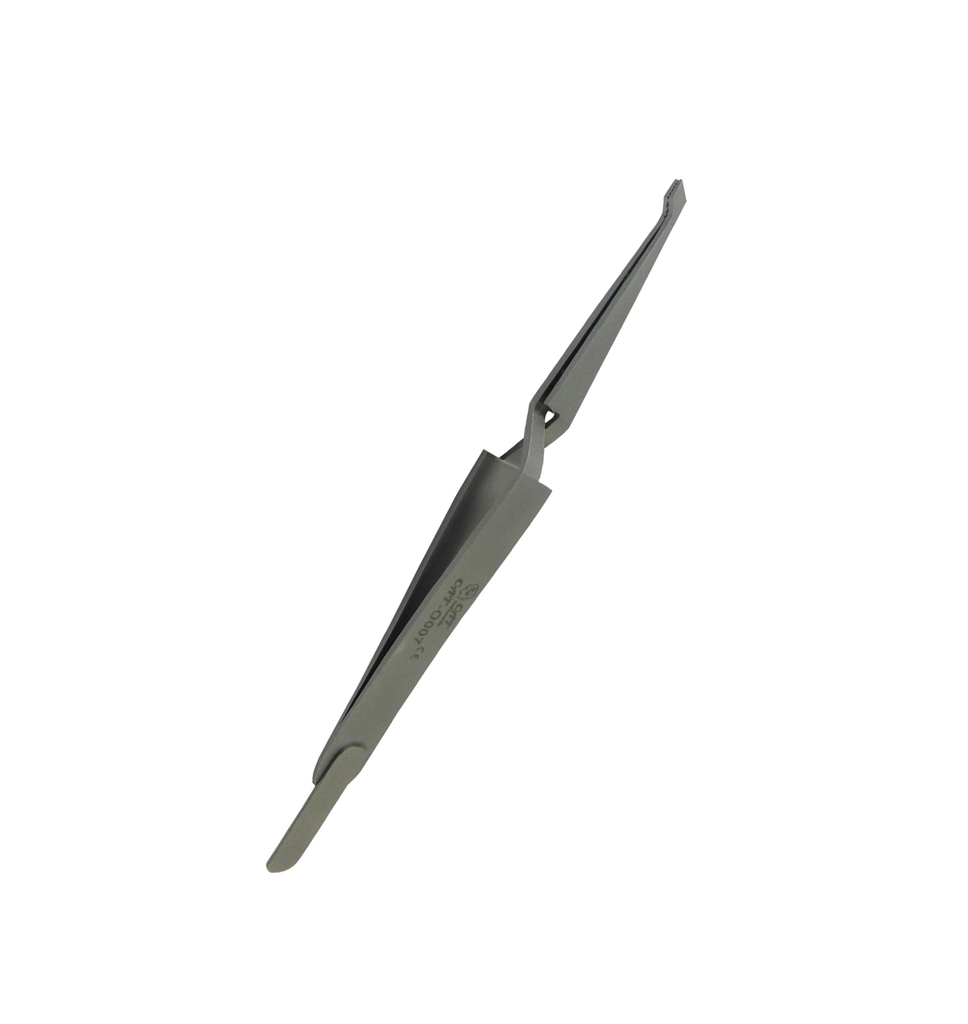 CAT Instruments anterior tweezer tips attached to a forceps, designed for precise surgical or dental procedures.