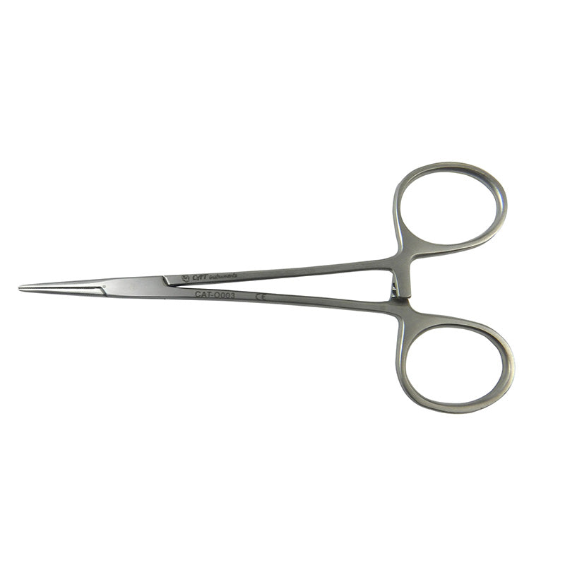 CAT Instruments straight Halsted mosquito forceps, 12.5 cm, detailed metal surgical tweezers for precise medical procedures
