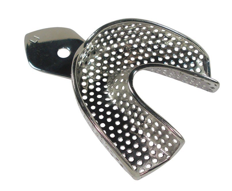 CAT SS Impression Tray Dentulous for upper dentures, made by CAT Instruments, used for dental impression procedures.