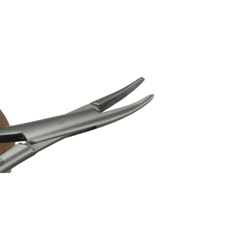 CAT Instruments curved lingual pliers, Mathieu needle holder, designed for precise dental procedures, shown in a close-up view.
