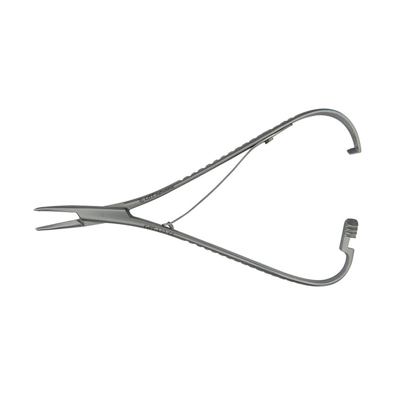 CAT Instruments curved lingual pliers with Mathieu needle holder, designed for precise dental or surgical procedures.