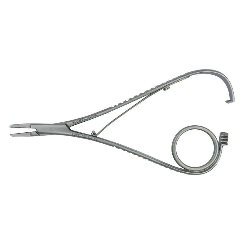 CAT Mathieu needle holder with ring, a surgical ligating instrument in stainless steel for precise suturing.
