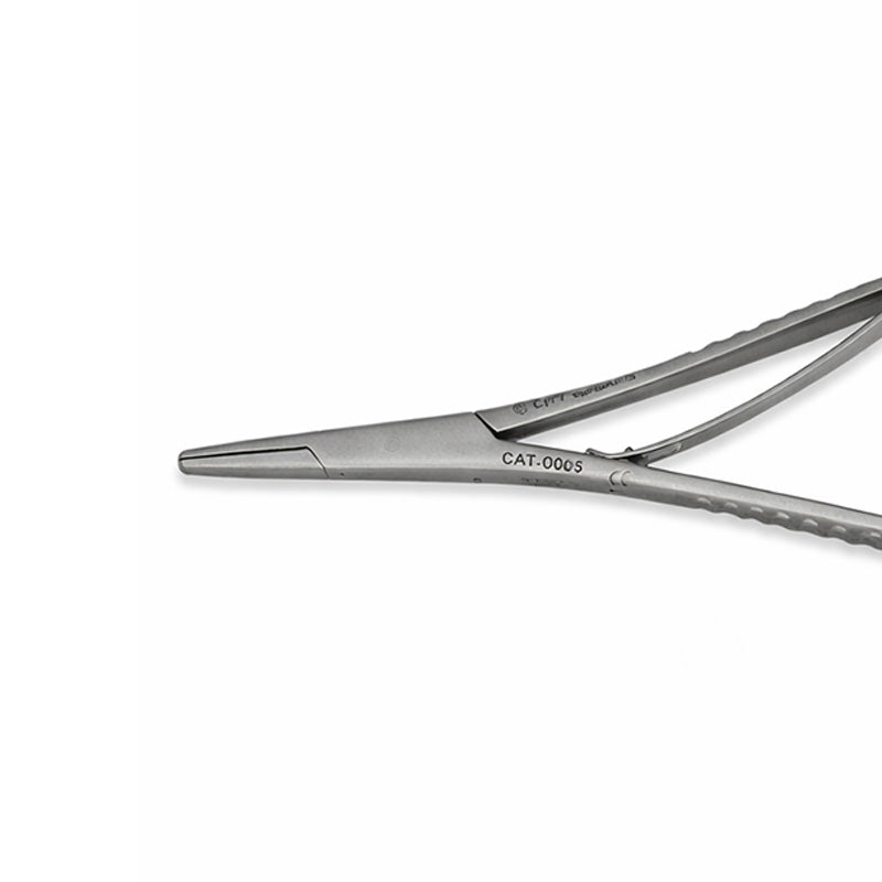 CAT Instruments 14 cm needle holder and ligating forceps, surgical instrument with textured grip for precise suturing.