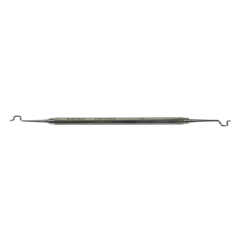 CAT Instruments CAT Twirl Plier on elastic modules, a needle holder and ligating forceps for precise surgical procedures.