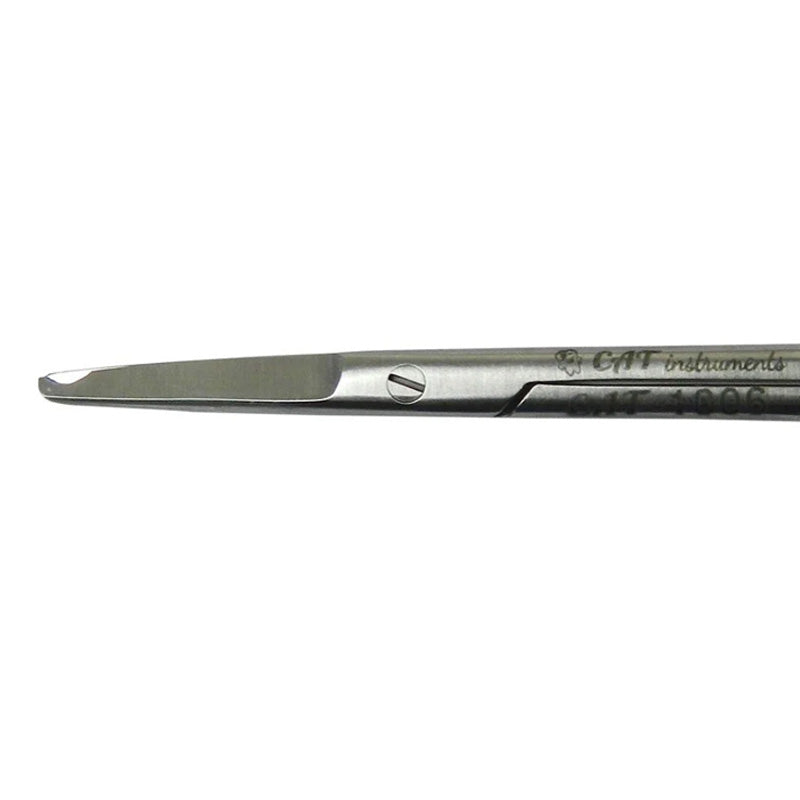 CAT Instruments Spencer straight suture scissors, 9 cm surgical scissors with sharp blades for precise suturing.