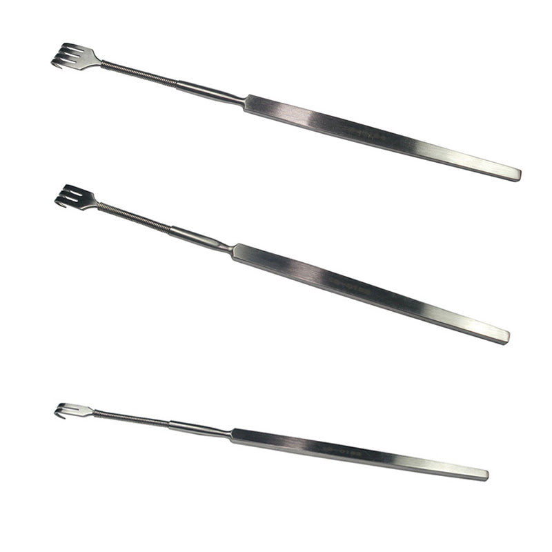 Surgical CAT Instruments tissue retractor with four sharp prongs for precise tissue separation during medical procedures.