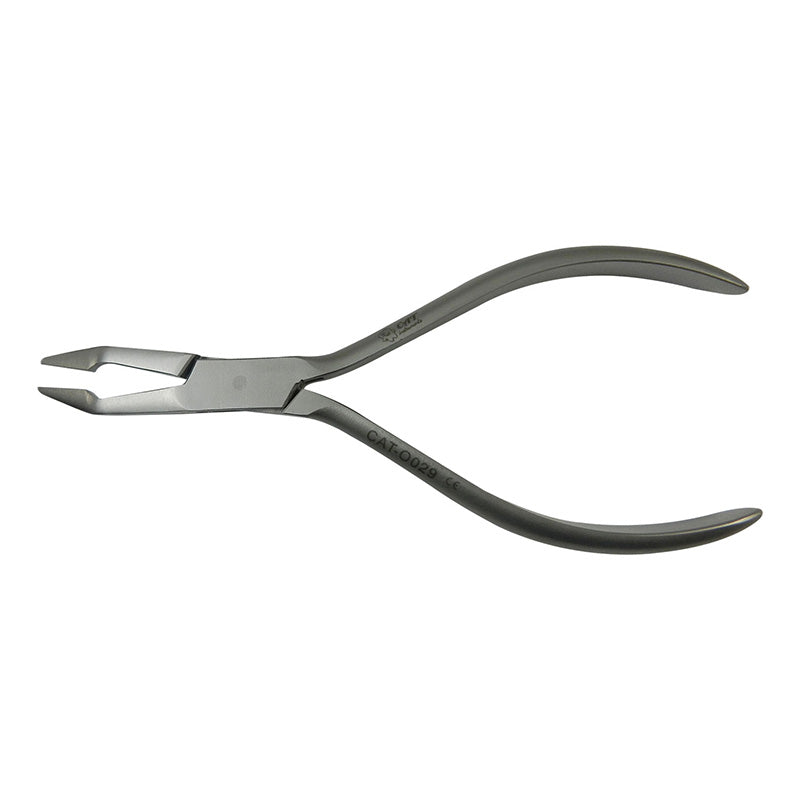 Small CAT Instruments Weingart Style Plier shown, featuring ergonomic design for dental procedures with a sleek metal finish.