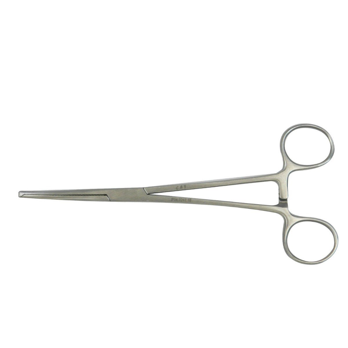 CAT Surgical Kocher artery forceps, curved tooth, 18cm, surgical instrument for grasping and holding tissues during procedures.