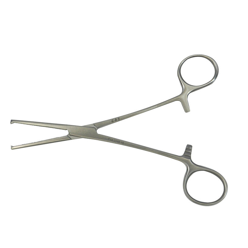 CAT Surgical Kocher Artery Straight Tooth Forceps, 16cm, surgical instrument with serrated jaws for grasping arteries and tissue.