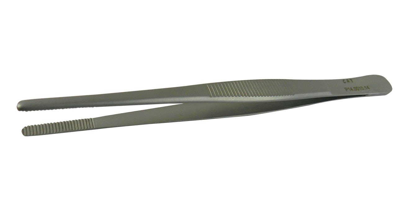 Plain CAT Surgical dressing forceps, 14.5cm artery forceps with smooth tips for precise medical procedures.