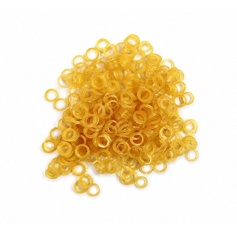 Centrino Bangle Extraoral Elastics showing clear, extraoral elastics in a container, used for orthodontic treatment.