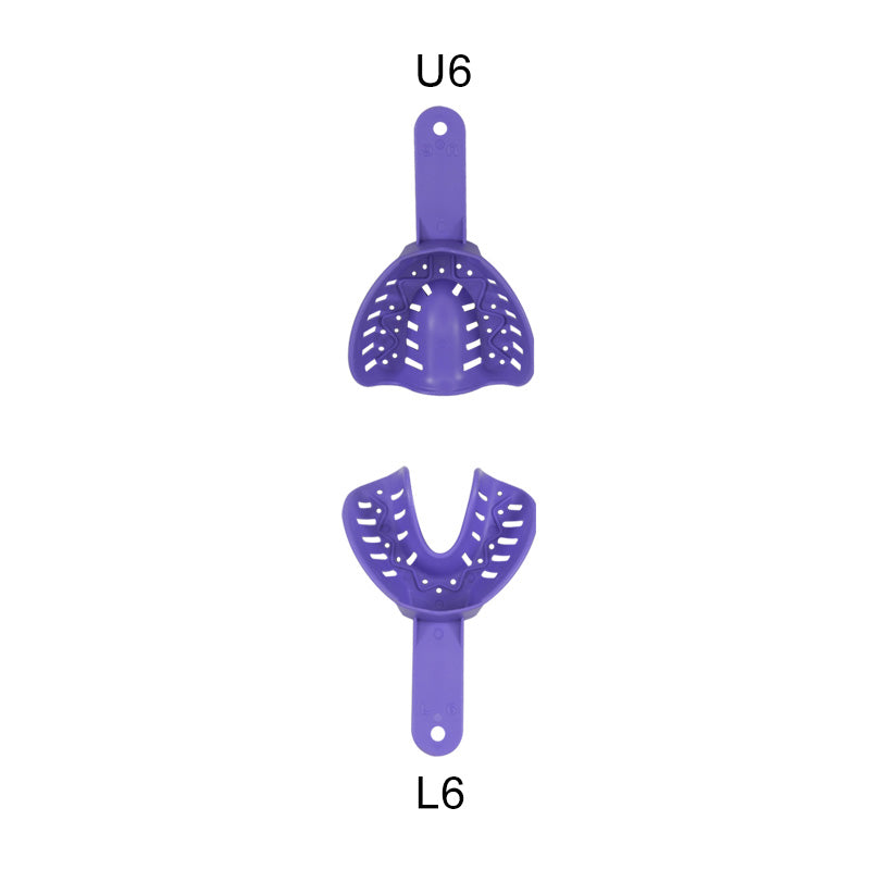 Pair of Centrino orthodontic autoclavable impression trays for dental impressions, made for accurate orthodontic moldings.