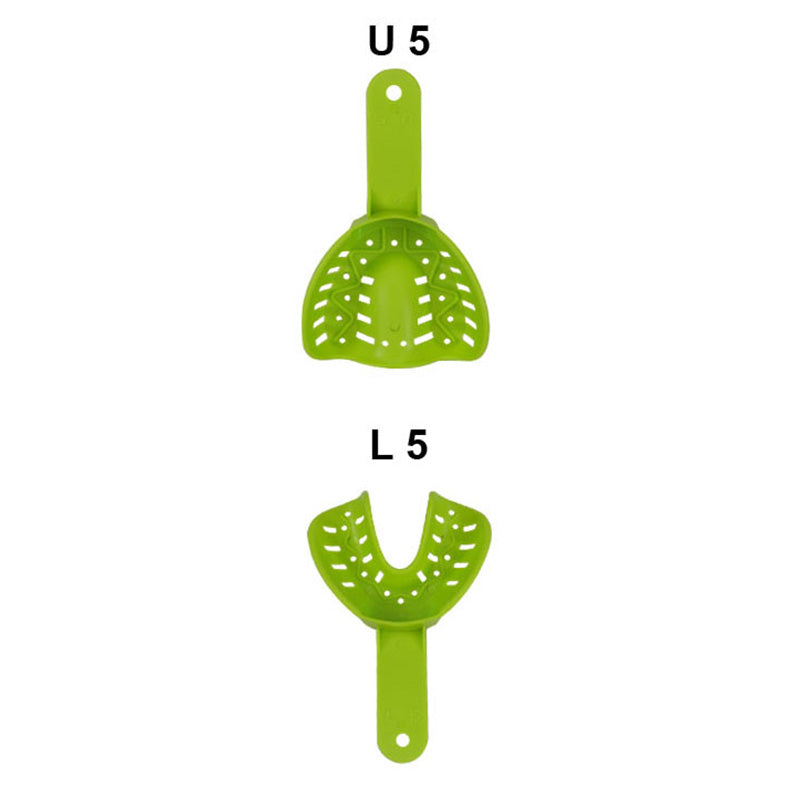 Pair of Centrino orthodontic autoclavable impression trays used for dental impressions in orthodontic procedures.