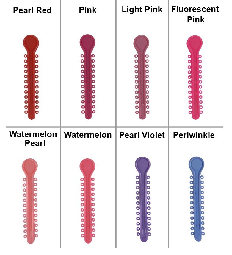 Centrino Ram Bagh Low Friction Ligature Stick Ties in pearl color, shown in a pack of 100, designed for orthodontic use.