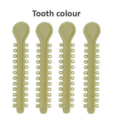 Centrino Ram Bagh Low Friction Ligature Stick Ties, pearl-colored, designed for dental orthodontic use, shown in a pack of 1008.